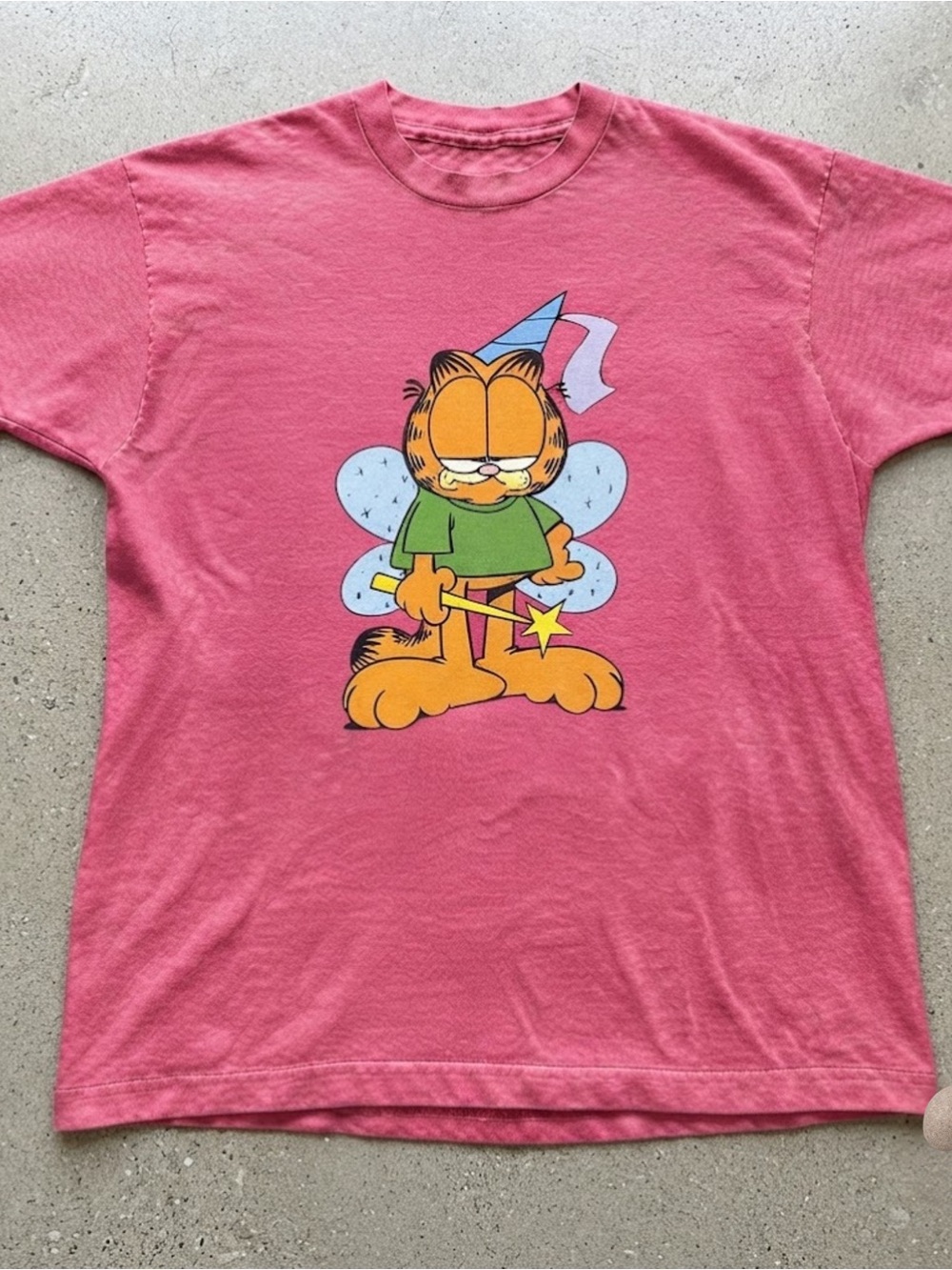 Cartoon Cat Fairy Graphic Print Pink Cotton Gildan T-Shirt